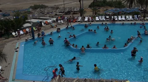Enormous amount in a pool bath and accept sun-baths Stock Footage 39717117