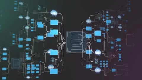 Enormous network of computer folders and documents. Internet Cloud, Backup Stock Illustration