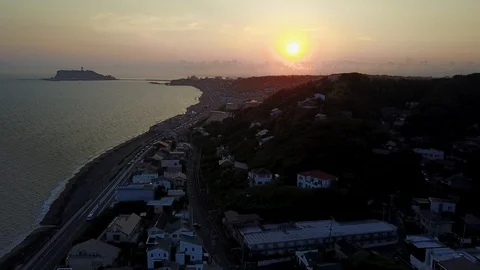 Enoshima Skyline Sunset  Stock-Footage 86408702