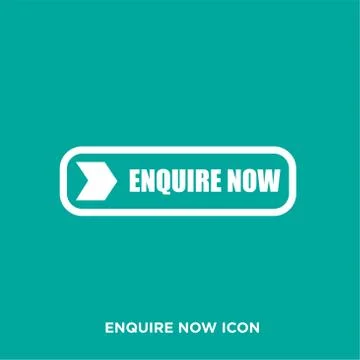 Enquire now icon, flat vector sign isolated on white background. Simple vecto Stock Illustration