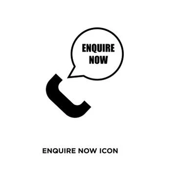 Enquire now icon, flat vector sign isolated on white background. Simple vecto Stock Illustration