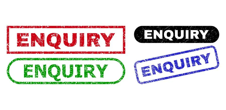 ENQUIRY Rectangle Watermarks with Grunged Surface Stock Illustration