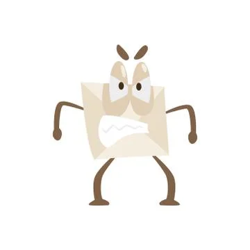 Enraged Humanized Letter Paper Envelop Cartoon Character Emoji Illustration Stock Illustration