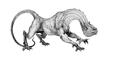 Enraged monster pulled out his cognulti and prepared for an attack Stock Illustration