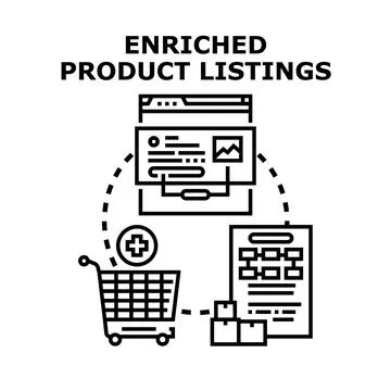 Enriched product listings concept improving consumer online shopping experien Stock Illustration