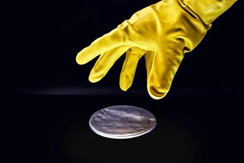 Enriched uranium produced in the Middle East. Radioactive element used in nuc Stock Photos