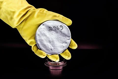 Enriched uranium produced in the Middle East. Radioactive element used in nuc Stock Photos