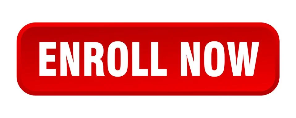 Enroll now button. enroll now square 3d push button 스톡 일러스트