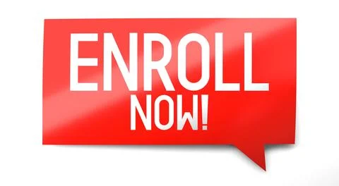 Enroll now - speach bubble - 3D illustration Stock Illustration