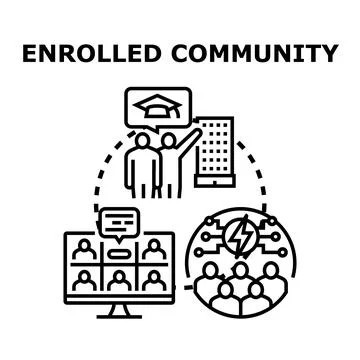 Enrolling community through online learning and collaborative networking Ilustración de archivo