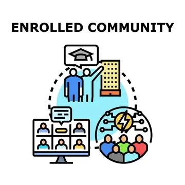 Enrolling community through online learning and collaborative networking Stock Illustration