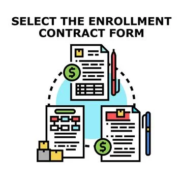 Enrollment contract form selection concept Stock Illustration