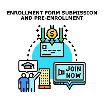 Enrollment form submission process and pre registration Stock Illustration