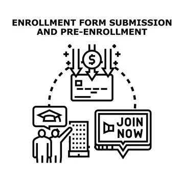 Enrollment form submission process and pre registration イラスト素材
