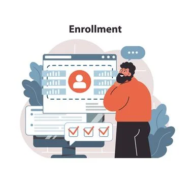 Enrollment process concept. Flat vector illustration 스톡 일러스트