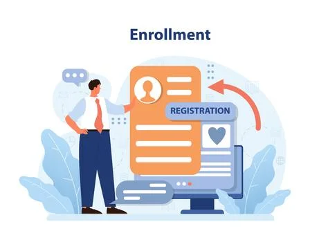 Enrollment process visualized. Flat vector illustration Stock Illustration