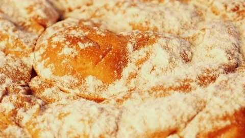 Ensaimada pie close up, a Spanish pastry typical of Mallorca, Majorca, Spain Stock Footage 231182736