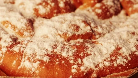 Ensaimada pie close up, a Spanish pastry typical of Mallorca, Majorca, Spain Stock Footage 232415326