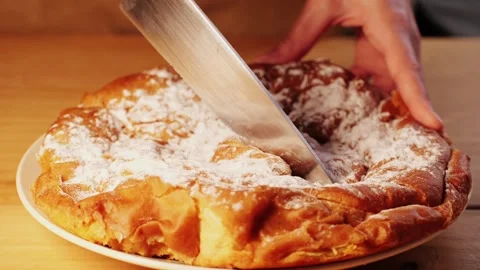 Ensaimada pie close up, a Spanish pastry typical of Mallorca, Majorca, Spain Stock Footage 247139182