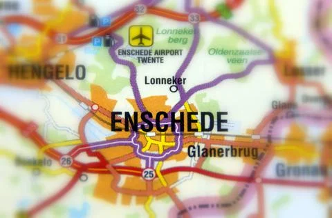 Enschede on a map Stock Photos