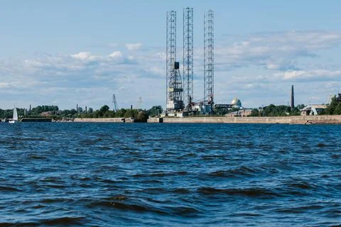 Ensco 101 floating drilling rig,drilling cranes,vessels and mining platforms in Stock Photos
