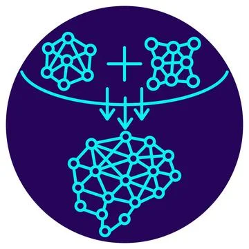 Ensemble Learning Icon. Minimalistic neon outline Illustrazione stock