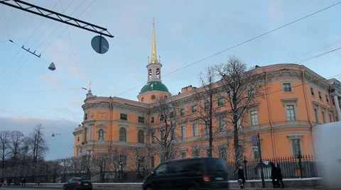 The ensemble of the Mikhailovsky Castle. Stock Footage 60812519