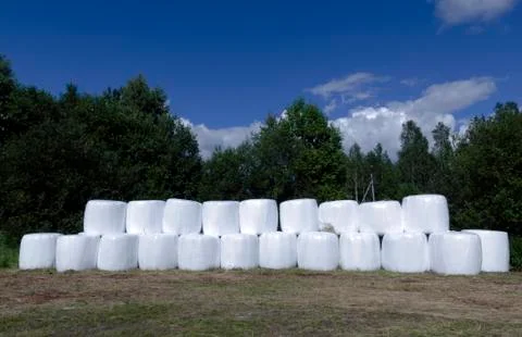 Ensilage plastic containers Stock Photos