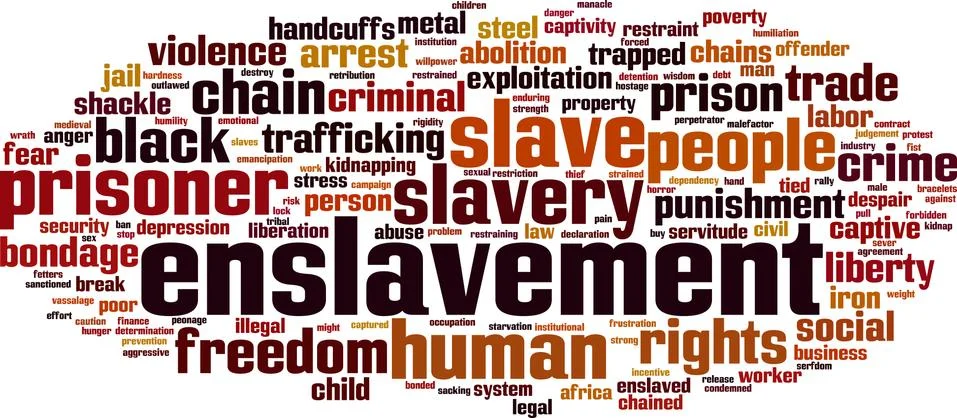 Enslavement word cloud Stock Illustration