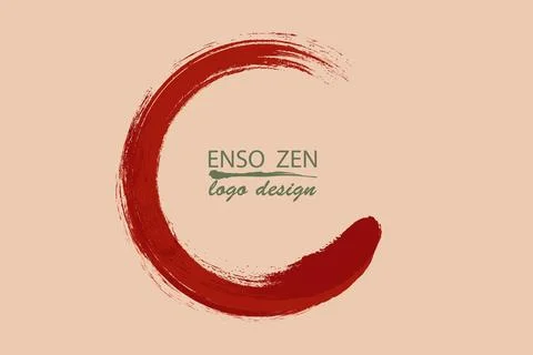 Enso Zen Circle hand-drawn with red ink in traditional Japanese style sumi-e Illustrazione stock