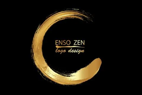 Enso Zen Circle hand-drawn with old gold ink traditional Japanese style sumi-e Stock Illustration