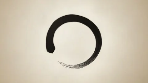 Enso Zen Circle Ink Brush Stroke On Rice Paper Animation Stock Footage 346728429