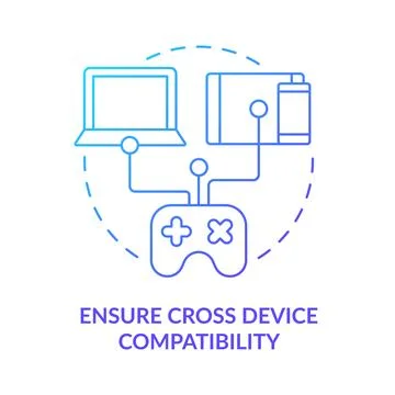 Ensure cross device compatibility blue gradient concept icon Illustrazione stock