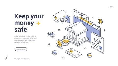 Ensure financial security with a reliable web banner for your services Stock Illustration