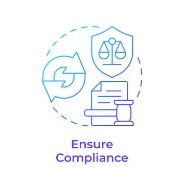 Ensures compliance blue gradient concept icon Stock Illustration