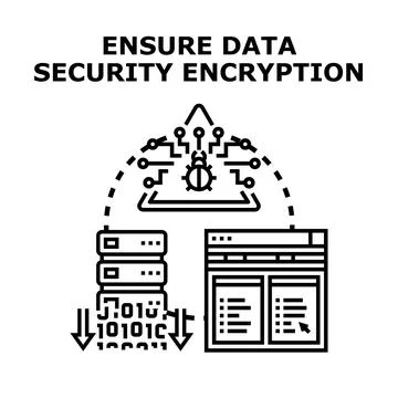 Ensuring computer data security with encryption concept Stock Illustration
