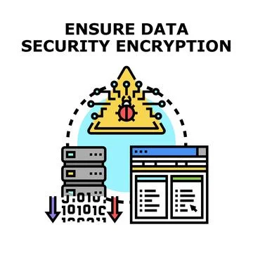 Ensuring computer data security with encryption concept Stock Illustration