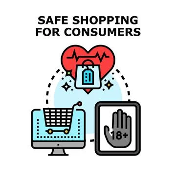 Ensuring consumer protection and safe online shopping decisions Stock Illustration
