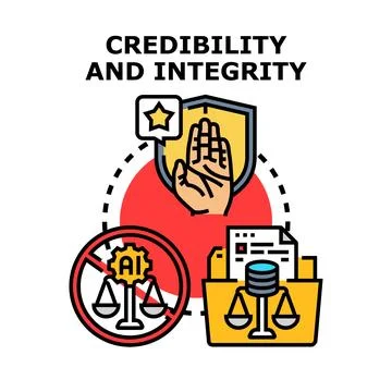 Ensuring credibility and integrity, avoiding artificial intelligence misuse Stock Illustration