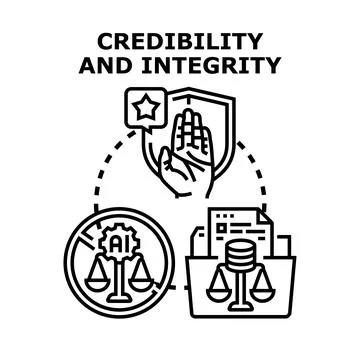 Ensuring credibility and integrity, avoiding artificial intelligence misuse Stock Illustration