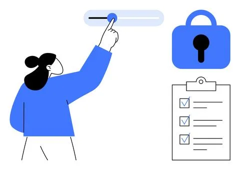 Ensuring Data Security by Adjusting Privacy Settings and Permissions Illustrazione stock