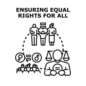 Ensuring equal rights and justice for humanity Stock Illustration