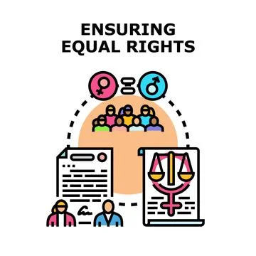 Ensuring equal rights for diverse people through law Stock Illustration