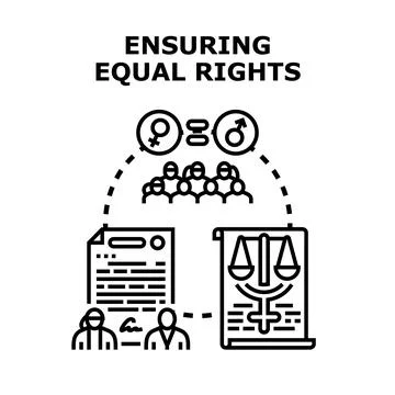 Ensuring equal rights for diverse people through law Stock Illustration