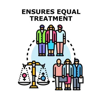Ensuring equal treatment and gender balance concept Stock Illustration