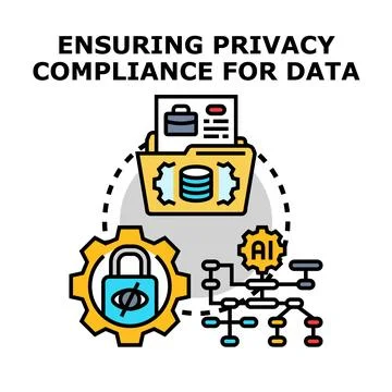 Ensuring privacy compliance for data protection concept Stockillustratie