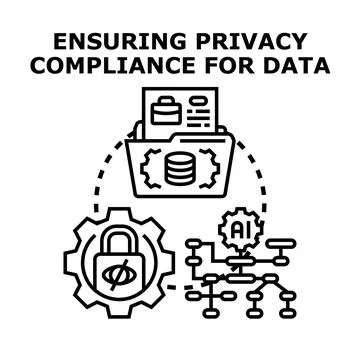 Ensuring privacy compliance for data protection concept Stock Illustration