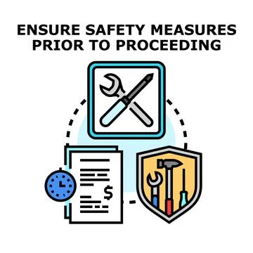 Ensuring procedure safety measures with tools and time Stock Illustration