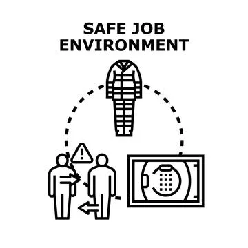 Ensuring a secure work environment with safety measures Stock Illustration