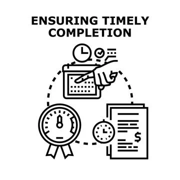 Ensuring timely completion of business project task Stock Illustration